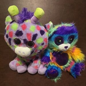 Squishmallows Purple and Rainbow Stuffed Animals